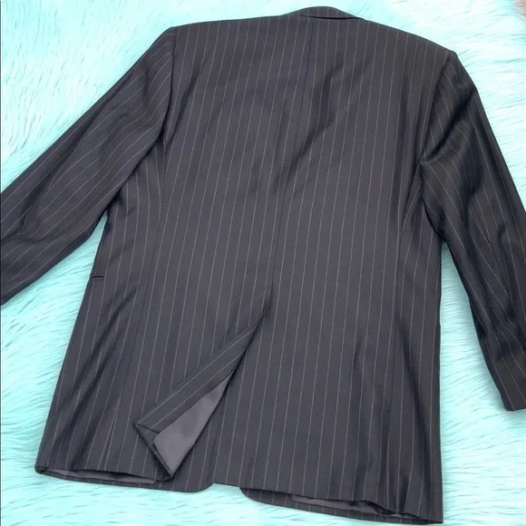Hickey Freeman Classic Fit Brown Pin Stripe Wool Suit